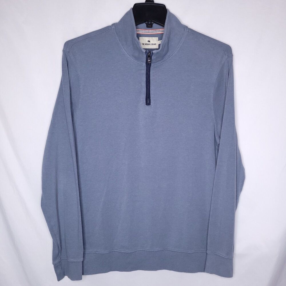 The Normal Brand 1/4 Zip Pullover Mens Large Blue Sweater